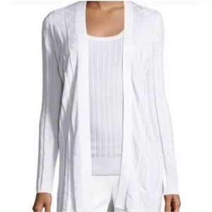 Missoni Chevron Knit Long Line Open Front Cardigan in Bright White Size 2 - 4 Sm